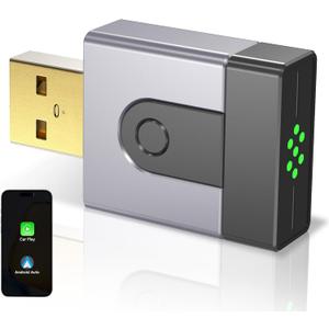 2-in-1 Mini Wireless CarPlay Adapter for Apple CarPlay & Android Auto,Upgrade Wired to Wireless, Fast Auto-Connect, Plug & Play (iOS 10+, Android 10+, 2016+ Cars)