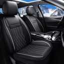 Aierxuan Car Seat Covers Full Set Universal Fit for Honda Civic Accord CRV, Toyota Camry Prius Rav4, Kia, Lexus, Nissan, Mazda, Jeep Cherokee and Most Cars, with Waterproof Leather (Black and White)