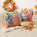 2 x Artscope Fall Decorative Throw Pillow Covers 20x20 Inch Set of 4 Fall Gifts for Home Decor, Autumn Pumpkin Sweet Home Thankful Grateful Blessed Outdoor Farmhouse Pillow Cases for Sofa Couch-Pink