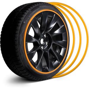 Automotive Alloy Wheel Rim Protector - Covering The Entire Rim of The Wheel hub - Strips for Curb Rash Prevention - Set of 4 Rim Protector Easy to Install(18'',Gold)