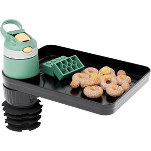 Upgraded Car Seat Tray for Kids Car Seat Tray with Expandable Base for Snacks, Toys, Books, Entertainment Kids Travel Essentials Fits 3.1''-3.5'' Cup Holders (1, Large Base)