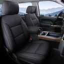 Coverado Chevy Silverado Seat Covers, Faux Leather Seat Covers Fit for Chevy Silverado GMC Sierra 2007-2025 1500, 2015-2025 2500HD 3500HD Crew Double Extended Cab (Front, Black)