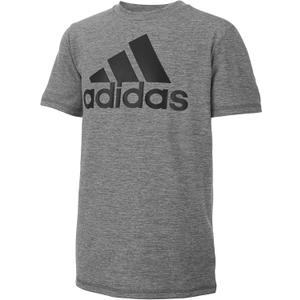 adidas Boys' Short Sleeve Aeroready Performance Logo Tee T-Shirt (Gray)