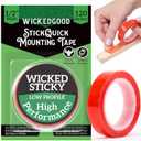 2 x WickedGood Clear Double Sided Mounting Tape Heavy Duty - Strong Adhesive Tape for Wall, Hanging Picture Frames, Posters, Decor - No Residue Removal, Waterproof for Indoor, Outdoor Use (1/2" x 120")