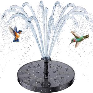 AISITIN Solar Bird Bath Fountain with 6 Nozzles, Solar Powered Floating Water Fountain Pump for Bird Bath, Pond, Pool, Garden, Fish Tank and Outdoor