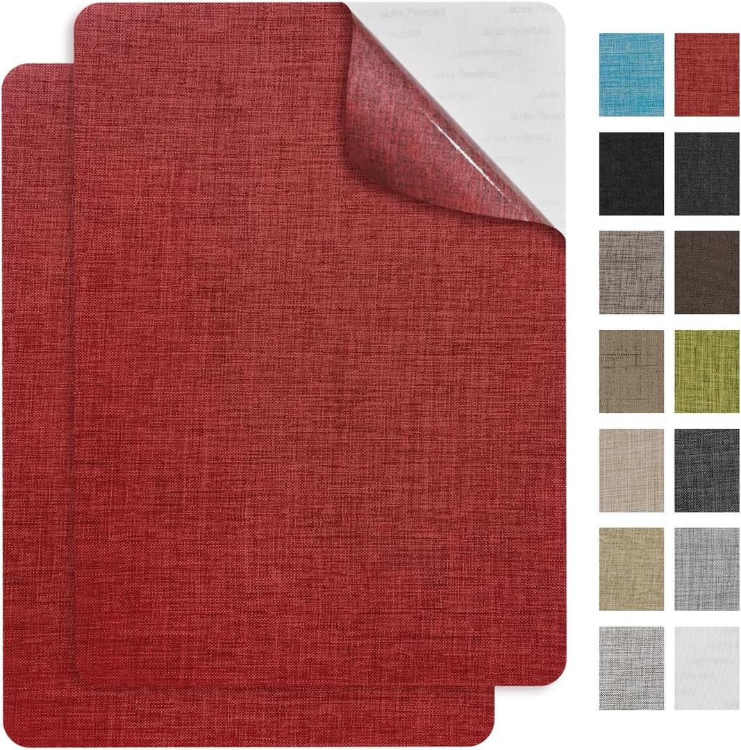2Pcs 8 * 11Inch Couch Patches Repair Fabric, Self-Adhesive Couch Repair Patch with Strong Glue, Repair Patch for Sofa, Tote Bags, Car Seats, Furniture,Etc(Red)