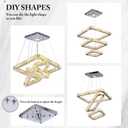 Modern Crystal Chandelier LED Ceiling Light, Square 3-Ring Height Adjustable 47W K9 Crystal Pendant for Dining Room, Living Room, Bedroom, Foyer, Warm White 3000K, 234