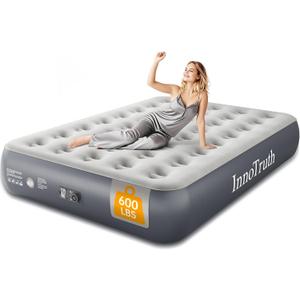 InnoTruth Full Camping Air Mattress with Built-in Pump, 13" Raised Comfort, Durable Inflatable Bed for Home & Guests, Fast Inflation, Strong Support, Ideal for Camping, Back to School Supplies, Gray (Grey)