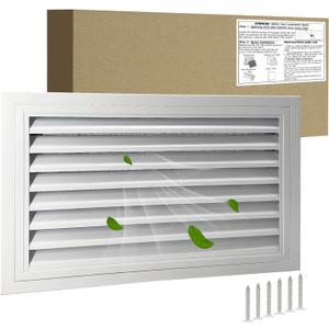 24"*16" Gable Vent,Aluminum Alloy Wall Vent Shed Vents,with Removable Strainer and 180 Degree Opening Angle.Ideal for Attic,Shed,Garage,Play House,Coop.[Inside Dimensions:22"w X 14"h]-White 1 Pack