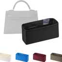 Women's Purse Organizer Insert - Satin & Lightweight Fabric with Inside Pockets, Portable for Commute, Travel, Shopping, and Evening, Multicolor Options, Fits for Kelly 25(Black, KL25 Retourn)