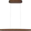 39" Wood Linear Pendant Light LED Dimmable Hanging Light Dinning Room Light Fixture Island Lights 24w for Dining Room Kitchen Island Bar Walnut Color