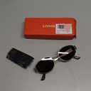 livho Retro Polarized Sunglasses - UV400 Protection, Oval Shape, Metal Frames - Matching Soft Case Inlcuded (Grey/Gold)