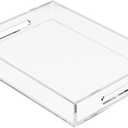 Acrylic Serving Tray with Handles-16x12x2.36Inch-Decorative Tray Letter Tray Organizer for Ottoman Coffee Table Countertop, Clear