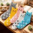 5 Pairs Cute Cat Face Socks for Women