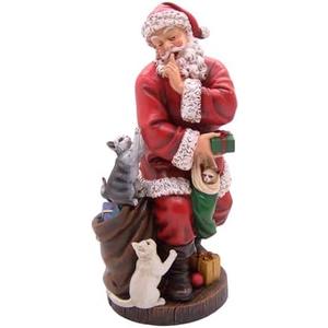 Wowser Santa Shushing Cats Figurine, Unique Holiday Decor, Festive Home & Office Decor, 15.5" High Wowser Santa Shushing Cats Figurine, Unique Holiday Decor, Festive Home & Office Decor, 15.5" High