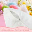 Cute Bunny Pillow Covers 18x18 Set of 2, Ultra-Soft Plush Faux Fur White Rabbit Throw Pillowcases with Pink Embroidered Ears for Spring Farmhouse Home Decor, Kids Room & Easter Gifts