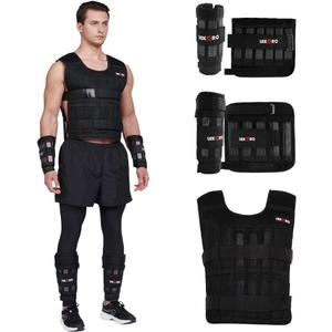 Adjustable Weighted Vest Set with Arm Weights and Leg Weights, Weight Training Workout Set, Weights Jacket & Wrist Weights & Ankle Weights (Including Weights: 96-100 Steel Plates)