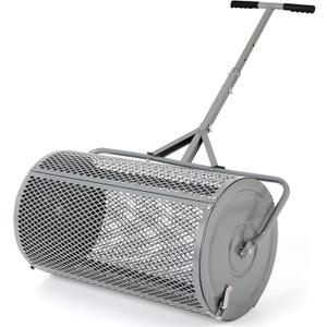 36 Inch Compost Spreader and Peat Moss Spreader, 36" Lawn Spreader Roller Spreader with Height Adjustable T Shaped Handle, Steel Mesh Basket Garden Spreader for Spreading Manure Topsoil