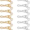 PH PandaHall 12pcs 14K Gold Plated S-Hook Clasps Silver Jewelry Clasp with Clear Cubic Zirconia Charm Necklace Connector Clasps Brass Hook Connectors for DIY Jewelry Necklace Bracelet Making