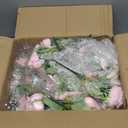 Zeyune 37 Pack Artificial Peonies Flowers with Bud Vase Bulk 24 Bundles Silk Peonies Bouquets 12 Plastic Clear Vase with 1 Rope Fake Flowers for Table Centerpiece Vases(Pink,Perfume)