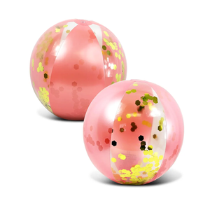POZA Inflatable Beach Balls Set of 2 - Elegant Glitter Confetti Premium Floaters, Heavy Duty Vinyl Floatation Toys for Beach Party, UV Resistant Pool Decor - 16 Inches - 2 Pack