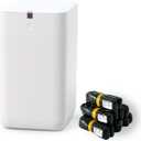 Automatic Trash Can, 4 Gallon Self Sealing and Self-Changing Smart Trash Can, Motion Sensor, Touchless Garbage can with lid for Kitchen Bathroom Bedroom Office, 6 Refill Rings(A1, White) (White)