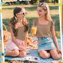 3 x Xaatren Girls' Ruffle Sleeve Tank | Square Neck Tops, Loose Fit, Summer, Kids, Teen, Casual, Basic, Solid, Cute, Sleeveless Shirts, Breathable, Vacations, 5-14Y