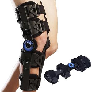 Orthomen Hinged ROM Knee Brace, Post Op Knee Brace for Recovery Stabilization, Adjustable Medical Orthopedic Support Stabilizer After Surgery, Universal (One Size)