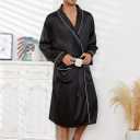 Vulcanodon Mens Satin Robe Lightweight,Men's Luxurious Silk Kimono Bathrobe (Black)