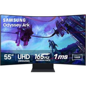 Samsung 55" Odyssey Ark 2nd Gen 4K UHD 1000R Curved Gaming Monitor, 165Hz, 1ms, 4 Input Multi View, Quantum Mini-LED, AMD FreeSync Premium Pro, HDR 10+, Height Adjustable Screen, LS55CG970NNXGO