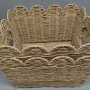 2 Pack Scalloped Wicker Baskets for Shelves, Paper Rope Storage Baskets for Organizing with Handles, Decorative Woven Baskets for Bathroom, Closet, Nursery
