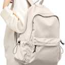 SEAFEW Off White Backpack for Girls Women Waterproof High School Book Bag Cute Backpack for Men Teens Boys, Lightweight Simple Middle School Back Pack Daypack