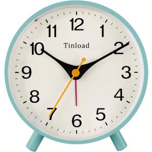 4.5" Antique Retro Analog Alarm Clock, Small Silent Bedside Desk Clock with Manual Light, Battery Operated, Snooze, for Living Room, Bedroom, Bedside(Green)