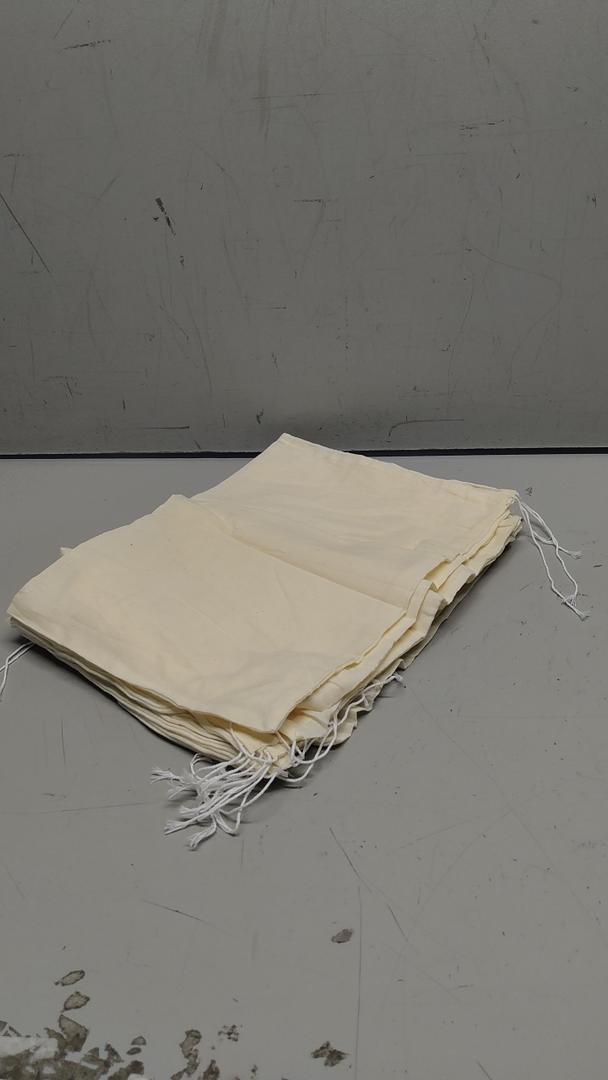 25 Packs Cotton Drawstring Strainer Filter Bags for Soup Nut Milk Tea and Coffee Grounds Reusable Bags for Household Use 13.5x10"