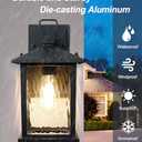 12'' Outdoor Porch Light, Matte Black Outdoor Wall Lantern with Water Ripple Glass, Exterior Lighting Fixture Wall Mount for House, Front Door, Garage, Rustproof Waterproof, Bulb Not Included