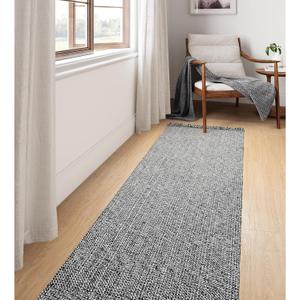 Collive Long Hallway Runner Rug 2.6' x 10', Washable Runners Indoor Entryway Rug, Black/Cream Braided Woven Kitchen Rugs Low-Profile Front Door Floor Carpet for Laundry Room Bedroom Doorway