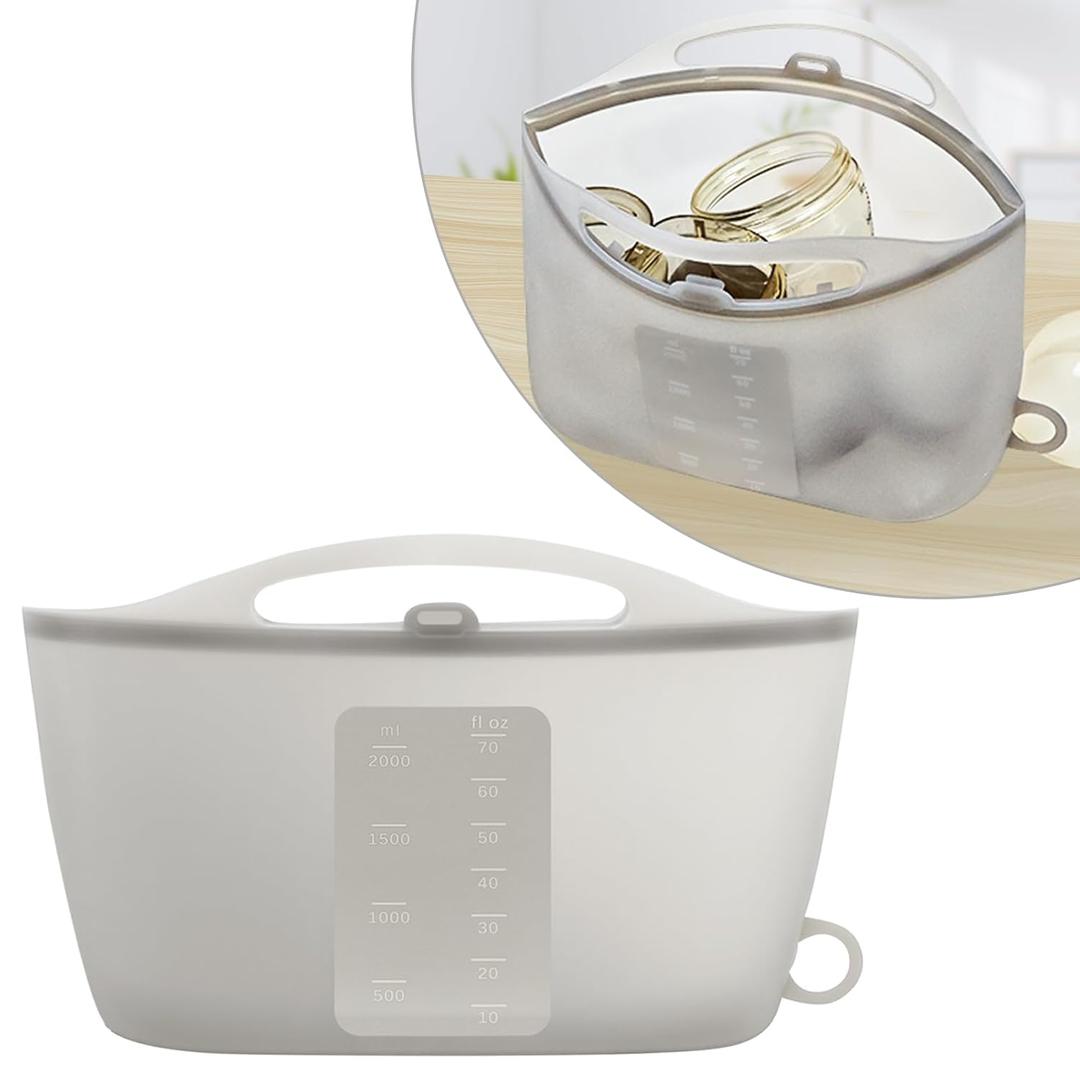 Spidfee Silicone Microwave Steam Sterilizer Bag for Baby Reusable Quick Sterilizing Bag for Bottles Breast Pump Parts Toddler Accessories Great for Travel - 2000ml Grey
