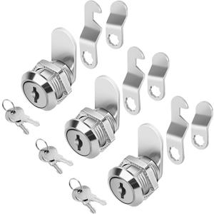 Cylinnda Cabinet Locks (3 Pack, Zinc Alloy), Keyed Alike Cam Lock for Tool Box, RV Storage, Mailbox, 5/8"