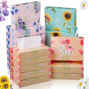 TaoBary 24 Packs Flower Small Boxes of Tissues Car Facial Tissue Boxes Disposable Tissue Packs Cube Facial Tissues 2 Ply 960 Sheets for Holiday Party Bathroom Office Floral Home Decor