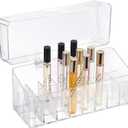 ELLDOO Rollerball Perfume Organizer, 24 Spaces Clear Acrylic Perfume Storage Holder Beauty Scent Holder, Makeup Lipgloss Lipstick Display Case with Lid