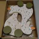 Yousoontic 2 Pcs Silly Goose Baby Shower Table Centerpieces Wooden Silly Goose Birthday Decorations with Floral Prints for 1st Birthday Party, Baby Shower Photo Prop 9" x 9.8"(Green Foliage)