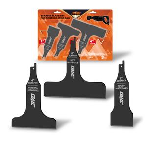 JMD 3-Piece Reciprocating Saw Scraper Blades Set, Scraping Tool Attachment for Sawzall Reciprocating Saws Compatible with Bosch Dewalt Makita etc.
