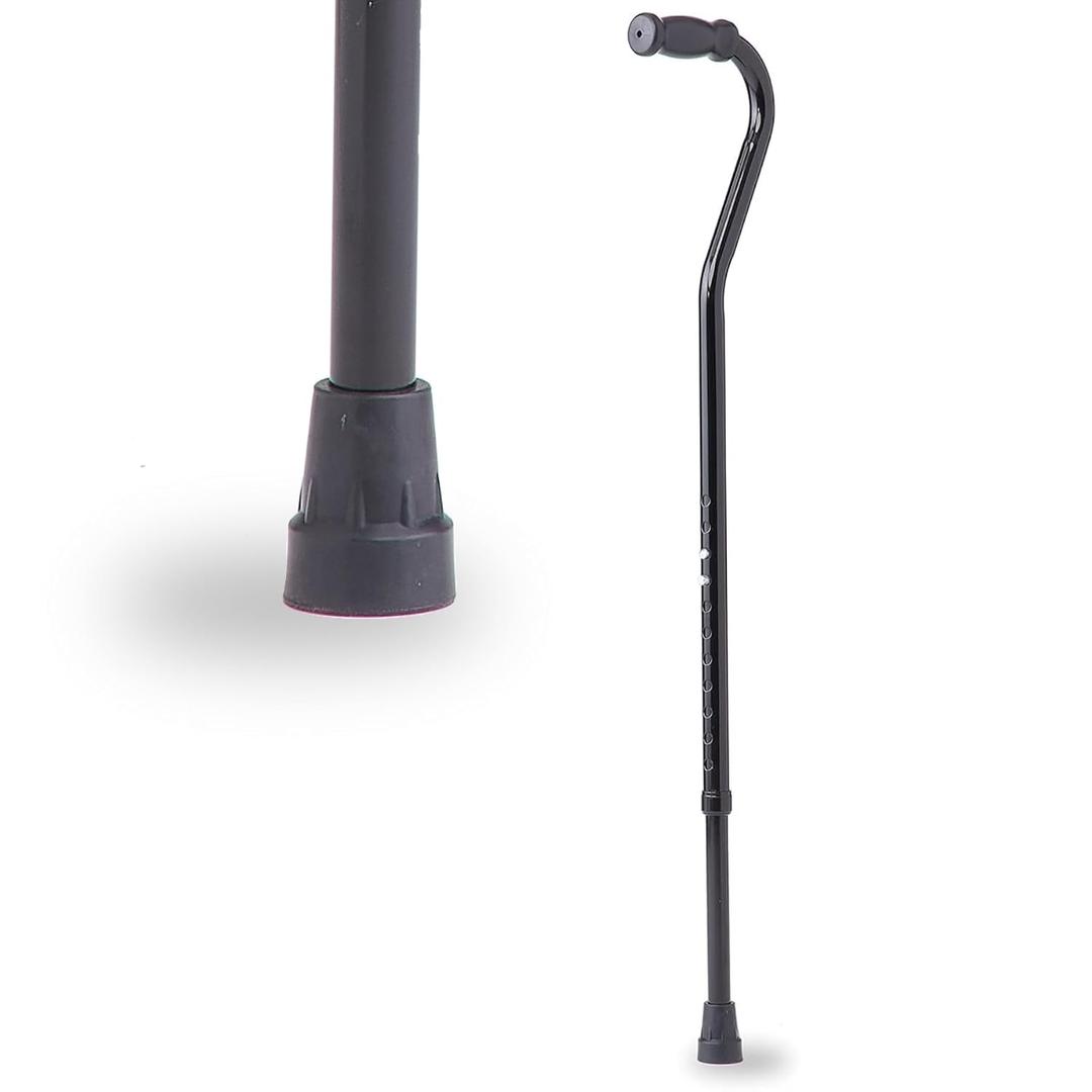 Medline Tall Steel Bariatric Heavy Duty Offset Handle Cane, Adjusts 37-48", 500 lbs. Capacity, for Men & Women with Foot & Leg Injuries, Walking Cane & Stick for Adults and Elderly, Black