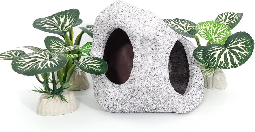 Fish Aquarium Decorations Cave Hide with Viewing Window for Betta Fish Tank Decor (Green 3)