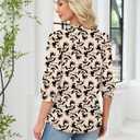 Rapbin 3/4 Length Sleeve Womens Tops 2025 Summer Fall Henley V Neck Button Down Tunic Shirts Casual Business Blouses (M)