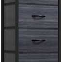 DWVO 4 Drawers Dresser, Dresser for Bedroom, Fabric Storage Tower, Chest of Drawers, Organizer Unit for Closets, Living Room, Sturdy Steel Frame, Wooden Top, Easy Pull Fabric Bins