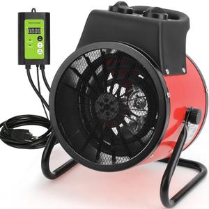 Buyplus Greenhouse Heater with Digital Thermostat, 1500W Outdoor Heaters for Patio, Overheat Protection & 3S Fast Heating, Electric Space Heater for Patio, Garage, Greenhouse, Flower House, Red