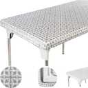 Table Cover Silver Patterned Elastic on The Corner for Folding Table 6 ft 30 x 72 inch Waterproof Elastic Edge Fitted Stay Put Table Cloth for Travel Christmas Picnics Parties Outdoor