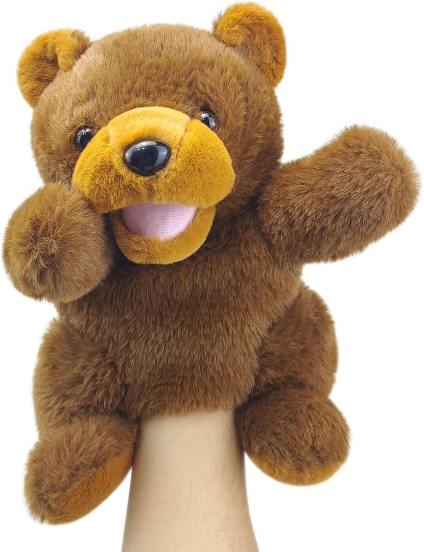 Hand Puppets Bear Puppet,10" Animal Hand Puppets for Kids, Hand Puppet for Toddlers 1-3 and Kids with Movable Mouth,Sloth Stuffed Animal Plush Puppets Toy Gift for Interactive Storytelling