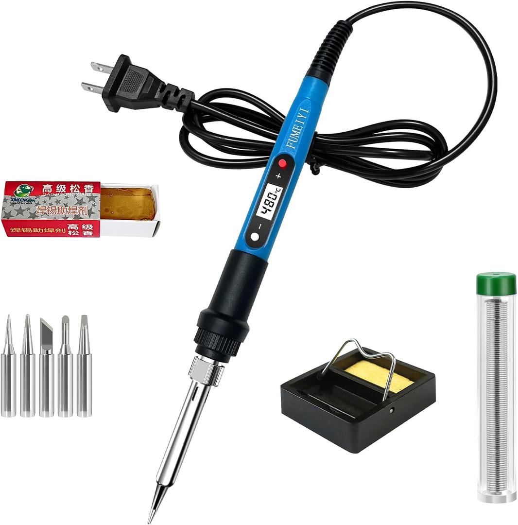 Soldering iron kit, 110V, 80W, fast heating within 10 seconds LCD digital adjustable temperature soldering iron gun, thermostatic soldering iron kit for electronic equipment